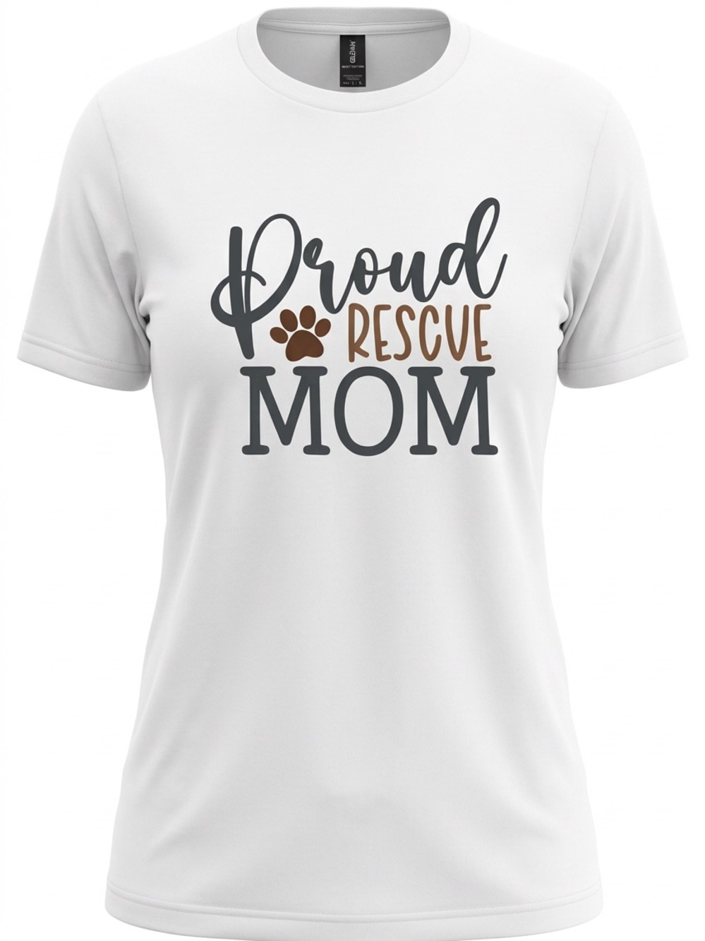 Women’s White Premium Quality “Proud Rescue Mom ” T-shirt Sz XL